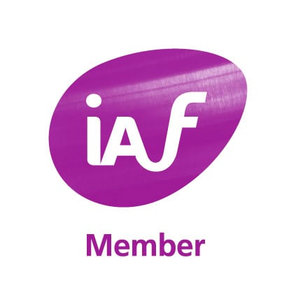 IAF Member badge, purple oval logo