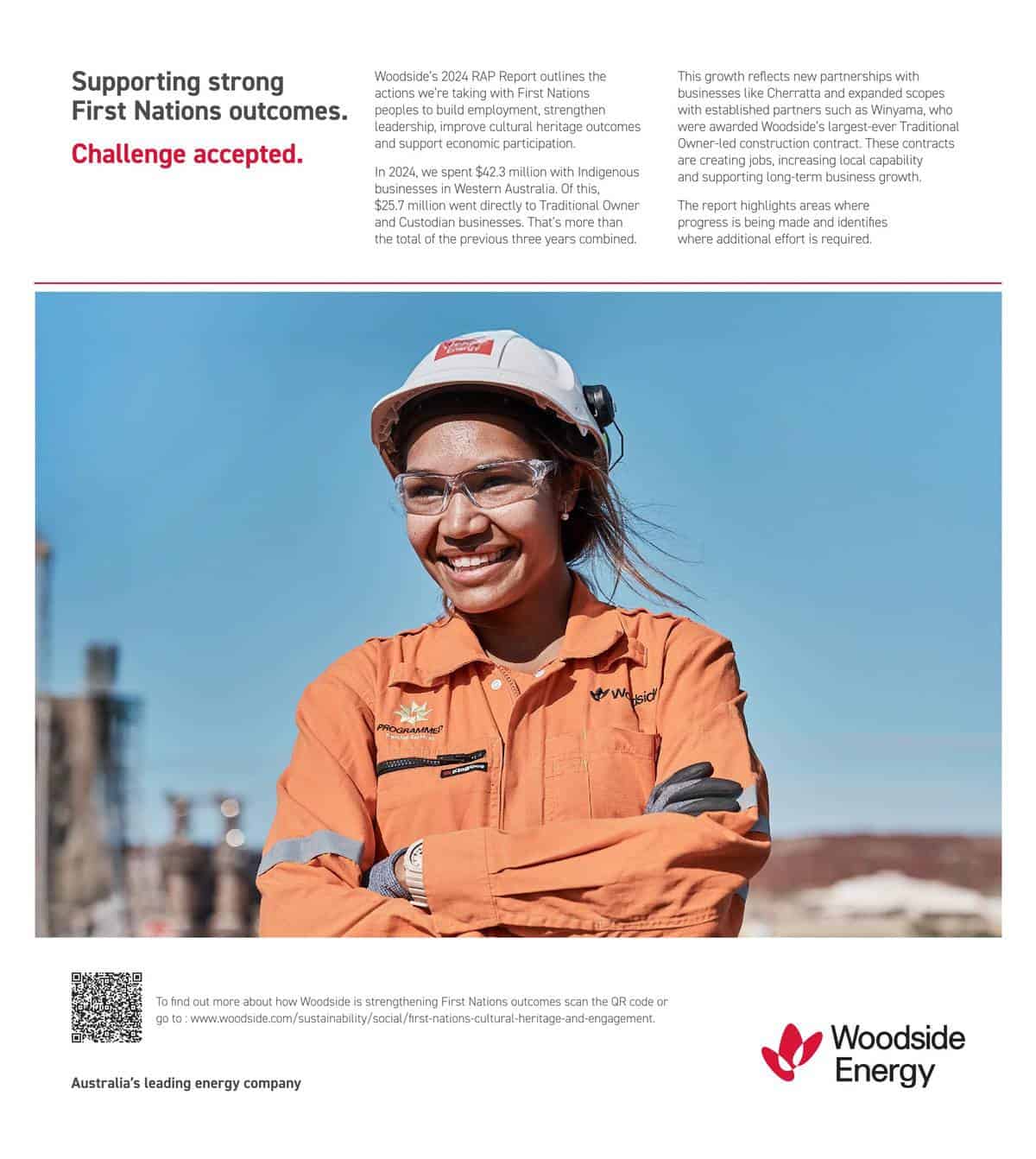Woodside Energy supporting First Nations employment and growth.