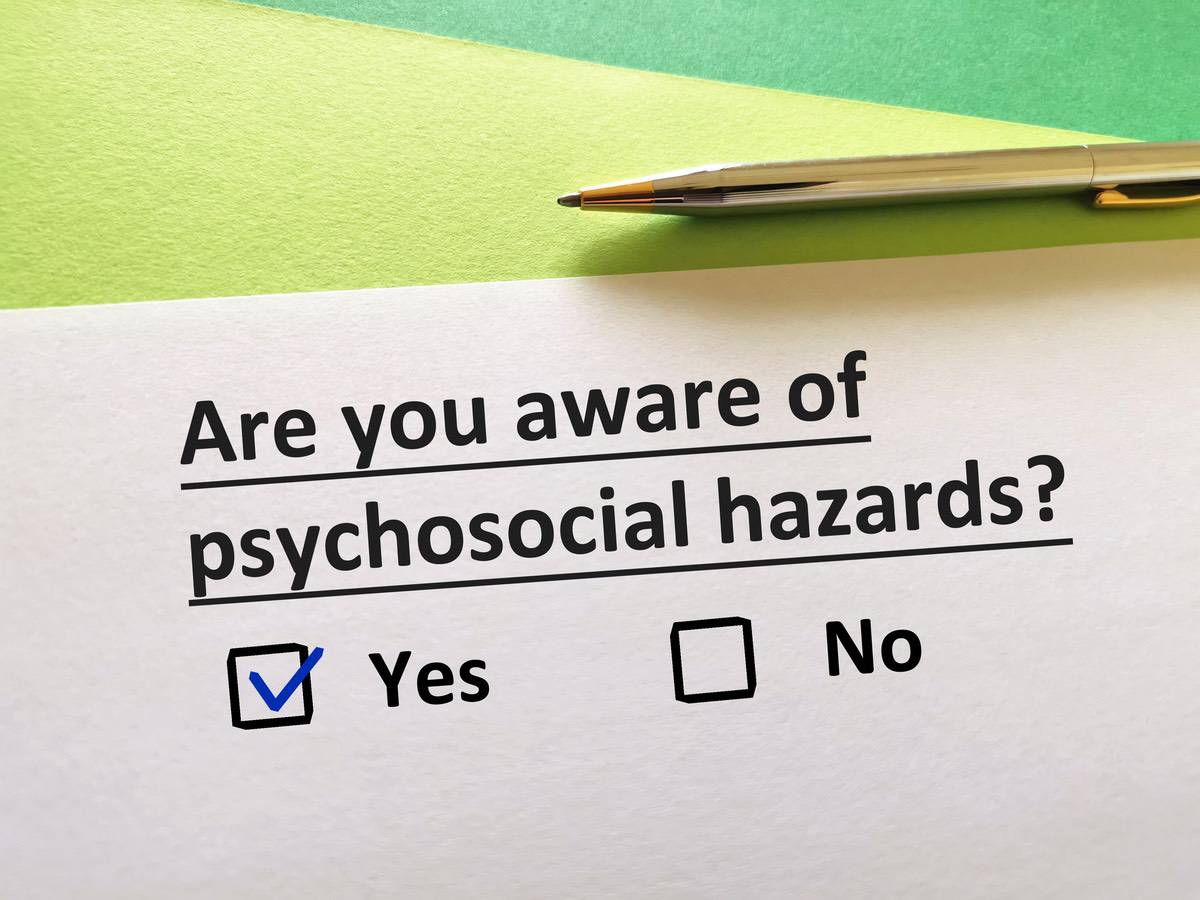 Survey question about awareness of psychosocial hazards